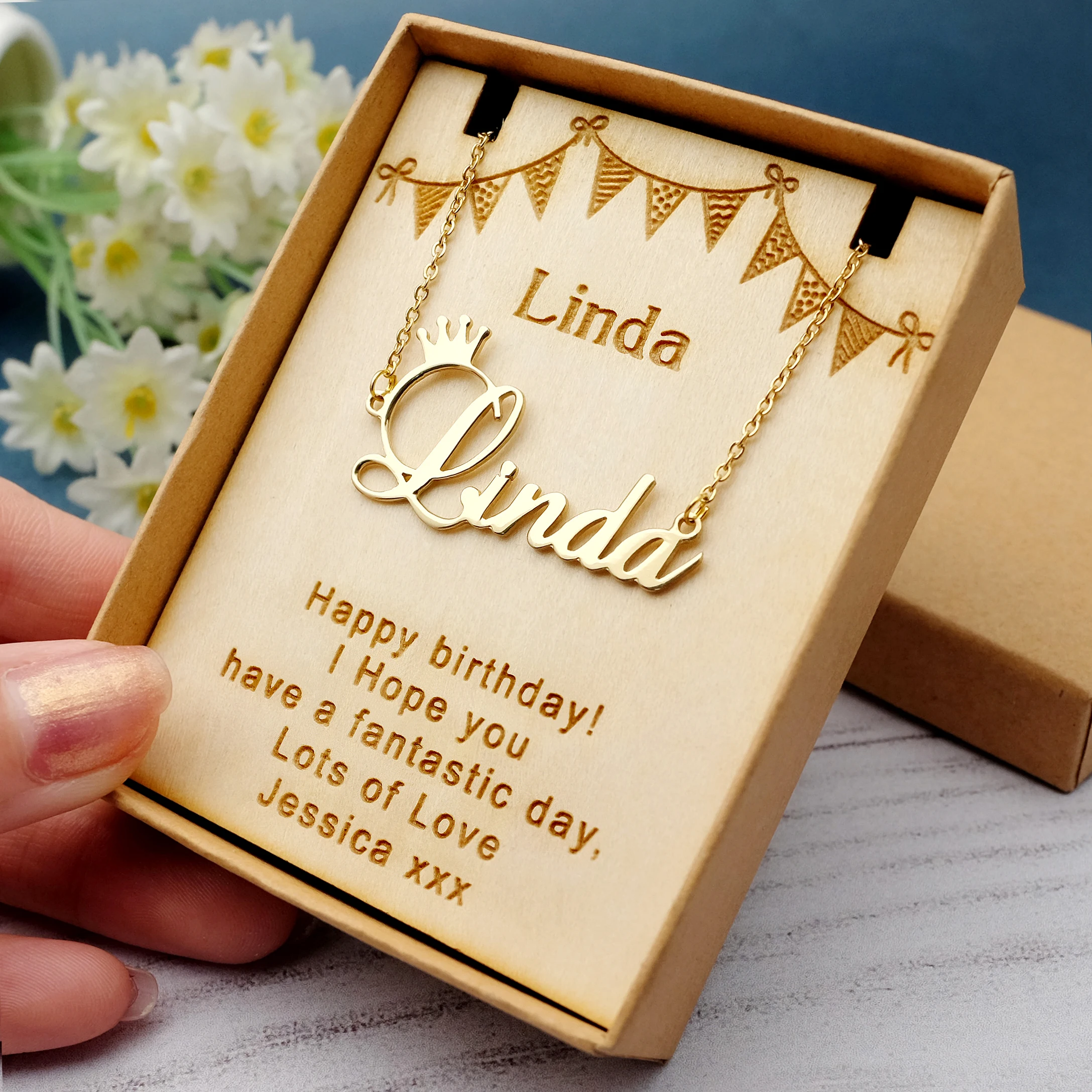 Necklace Custom Gift Name Choker Birthday-Gift Jewelry with Box for Her