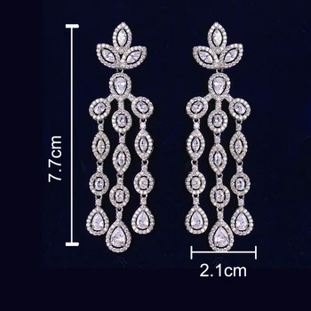 

janeklly trendy Geometric drop dangle Earrings For Women Accessories Full Cubic Zirconia Earrings Jewelry pendientes mujer moda