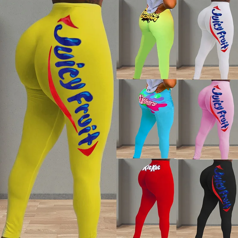 2020 aperitivo Leggings para las mujeres fruta jugosa botín Color caramelo de talla grande Push Up Fitness mallas con cintura alta Mujer Sexy lindo Pantalones