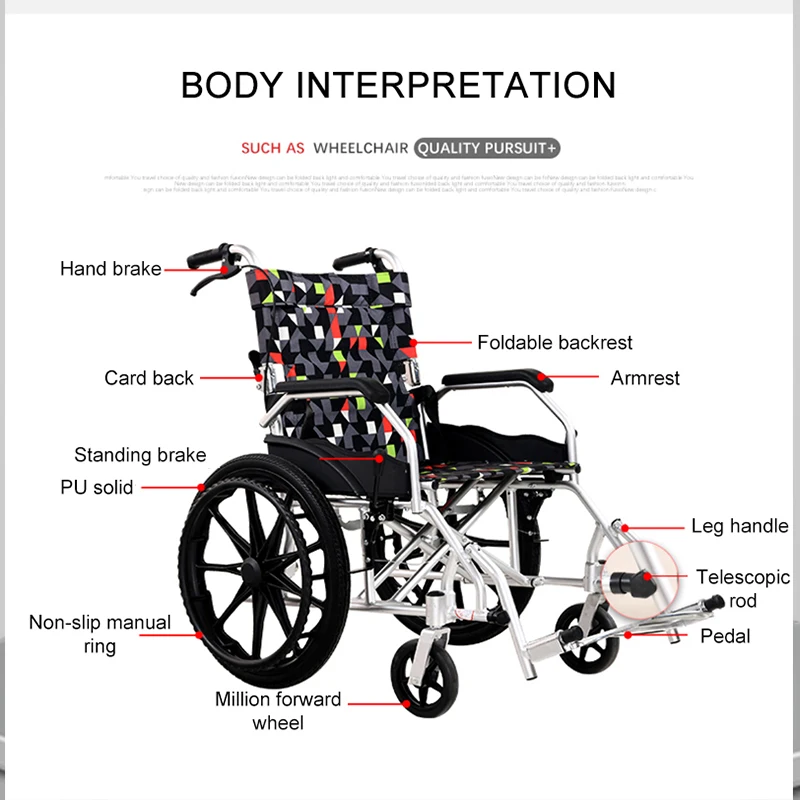 Инвалидные коляски для пожилых людей портативная инвалидная коляска ulti-function складной светильник для отдыха поручень маленький дорожный алюминиевый сплав для инвалидов