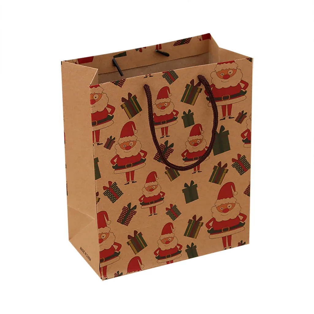 H 26 x10x32cm Medium size brown paper bag Christmas Gift Bag Paper Bag Packaging Kraft Paper Bottom Tote Bag Party Favors Box - Цвет: H
