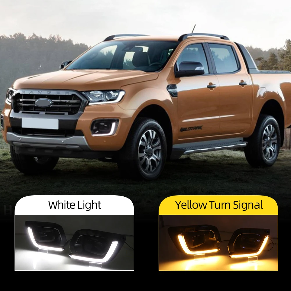 CSCSNL 2Pcs DRL Fog Lamp for Ford Ranger Wildtrak 2019 2020 LED Daytime Running Light Day with Turn Signal | Автомобили и