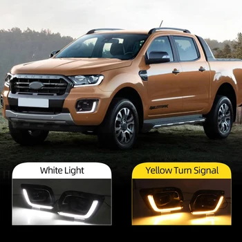 

CSCSNL 2Pcs DRL Fog Lamp for Ford Ranger Wildtrak 2019 2020 LED Daytime Running Light Day Light with Turn Signal