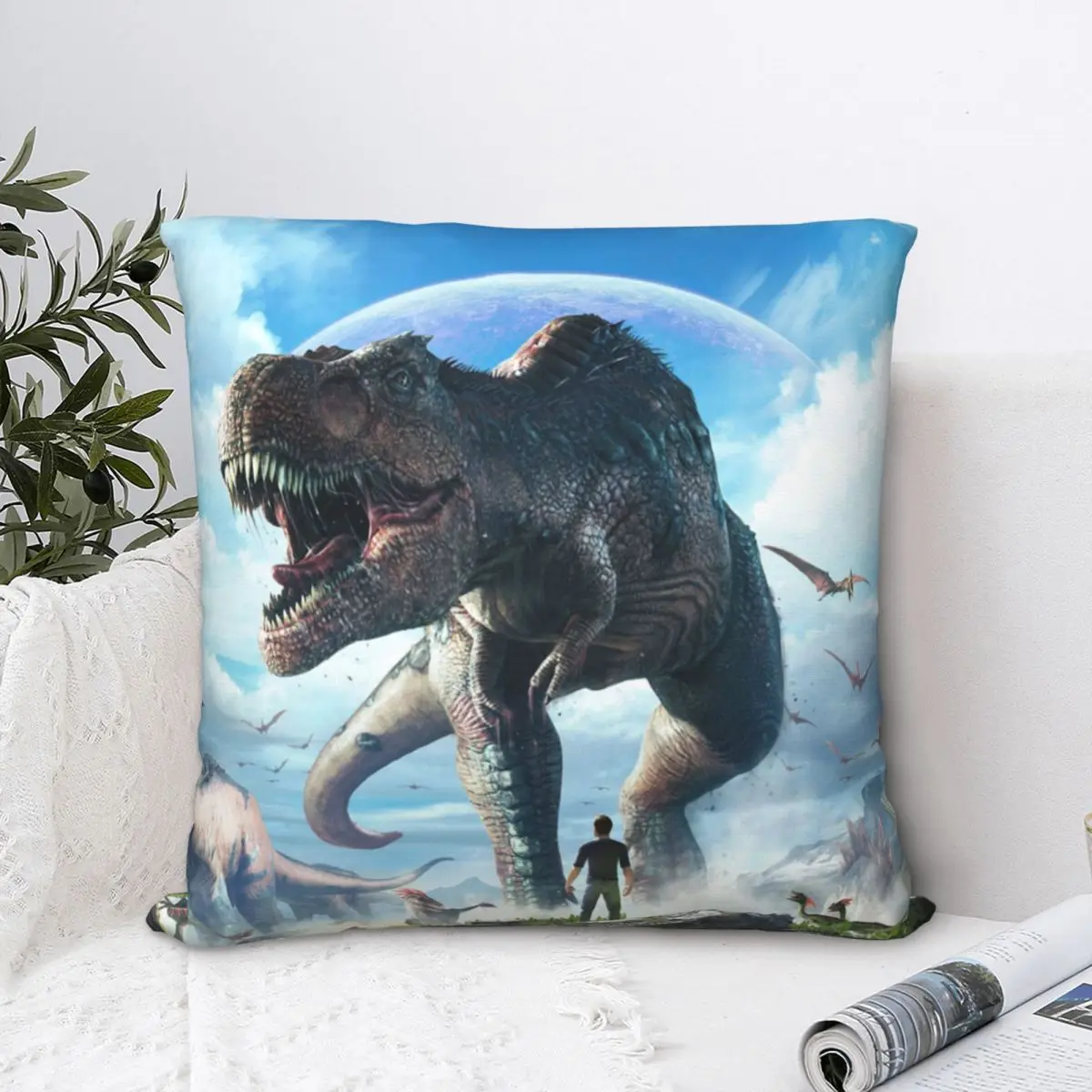 

Fierce Polyester Cushion Cover ARK Survival Evolved Dinosaur ARPG Games For Home Car Decorative Breathable Hug Pillowcase