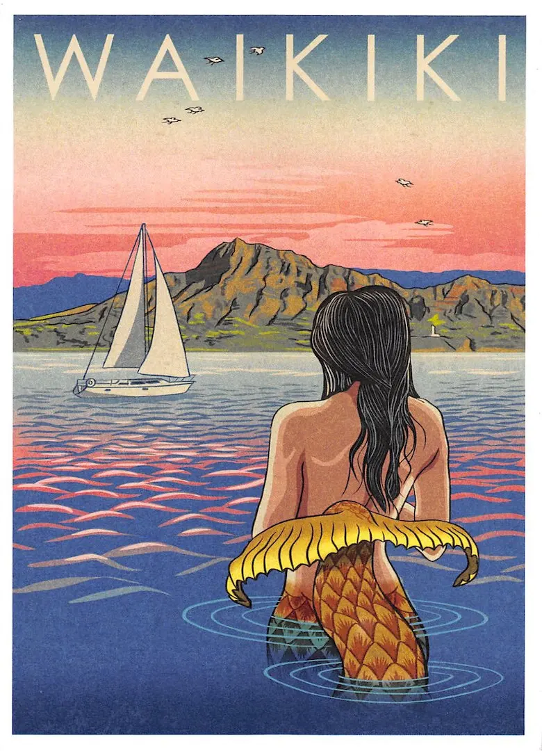 Винтажные рекламные постеры для путешествий из крафтовой бумаги с Гавайскими
