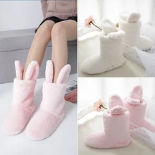 Bottes en coton antidérapantes pour femme, chaussures chaudes avec oreilles de lapin mignonnes, pour intérieur et maison, nouvelle collection hiver