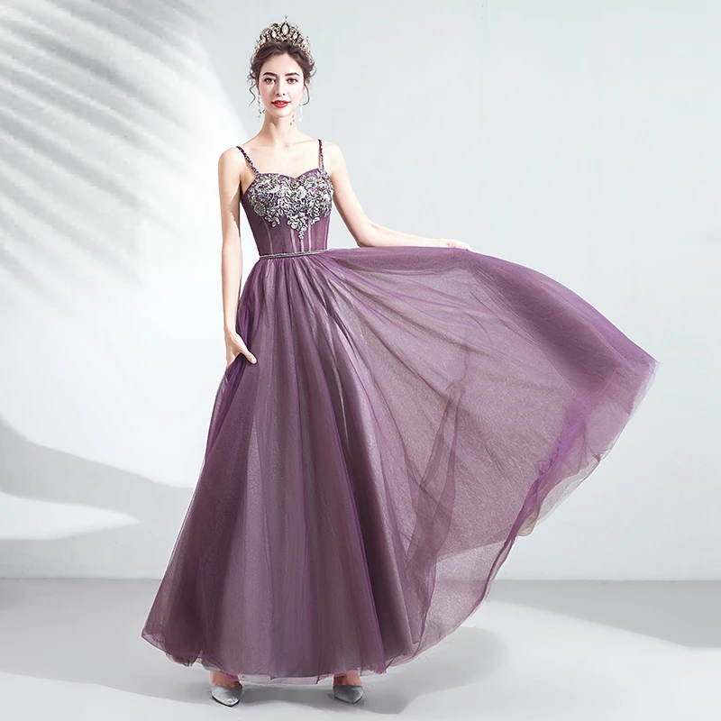 Фиолетовые Выпускные платья 2019 элегантные А-силуэта vestidos de gala Спагетти ремни стильная Фея Длинные вечерние платья прогулки рядом с вами