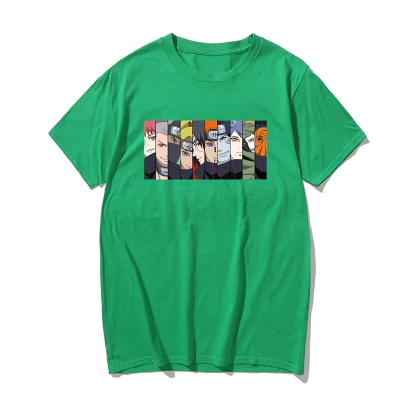 Высокое качество безрукавки "Аниме" Наруто Учиха Саске символ семьи футболка мужская рубашка брендовая Повседневная Уличная Harajuku мода o-образным вырезом - Цвет: green 1