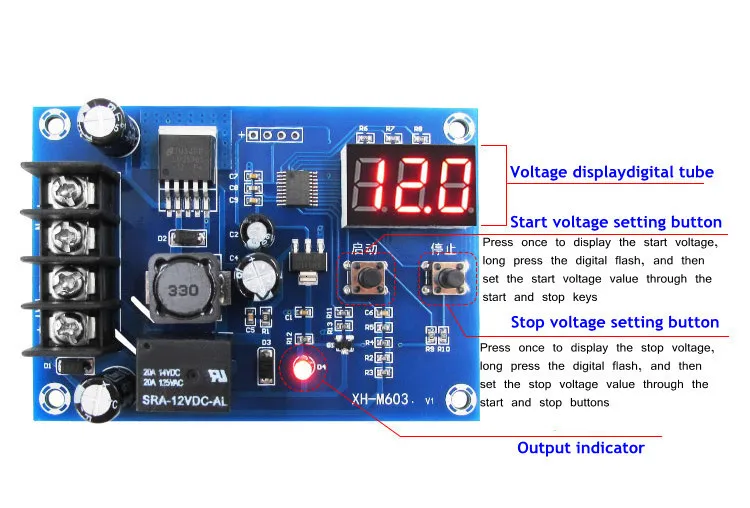 XH-M603 Charging Control Module 12-24V Storage Lithium Battery Charger Control Switch Protection Board With LED Display NEW