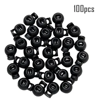 

100Pcs Plastic Cord Lock Spring Clasp Stop Single Hole Drawstring Stopper Toggles For Paracord Garment Shoelace Rope Parts Tools