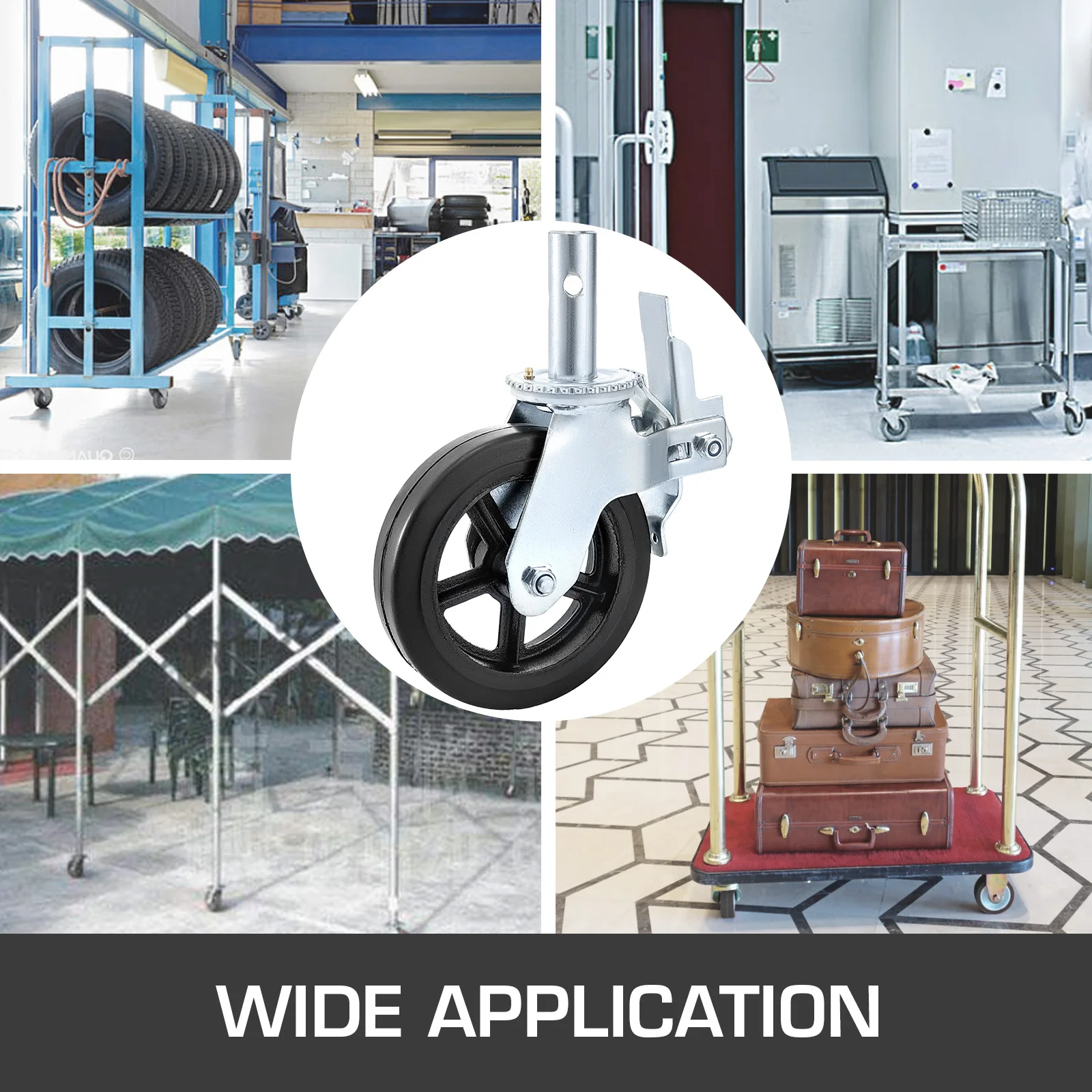 Heavy Duty Rubber Swivel Casters with Dual Locking for Industrial Use