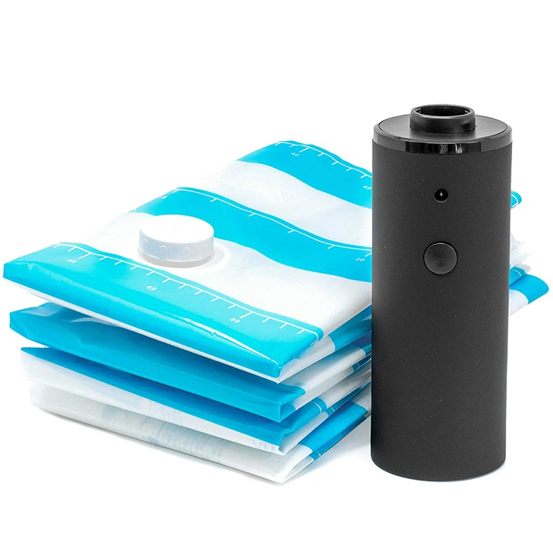 

Travel Vacuum Bags with Electric Pump 4 Storage Bags Space Saver Bags Portable Electric Vacuum Pump Great Storage Bags for Home