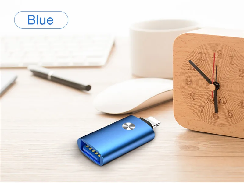 OTG USB адаптер зарядное устройство Кабельные конвертеры для iphone 11 Pro XS Max XR X 10 7 8 6 S 6 S Plus iOS 12 13 разъем для быстрой зарядки данных - Цвет: Синий