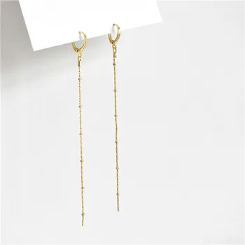 

Hyperbole Long Tassel Earrings for women Simple Korean Drop Earrings Geometric Statement Brincos Wedding Golden Fashion Jewelry