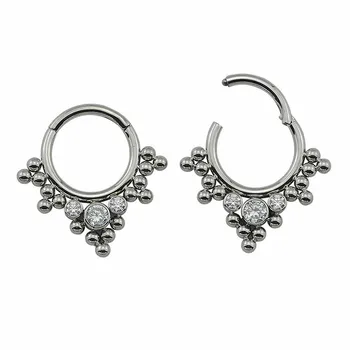 

316L Surgical Steel Hinged Hoop CZ Stone Nose Septum Rings Beads Ear Cartilage Tragus Piercings Earings Body Jewelry Wholesale