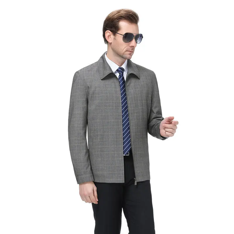 

Men's Spring And Autumn New Style Casual MEN'S Jacket Middle-aged Daddy Clothes Fold-down Collar Business Elderly MEN'S Coat