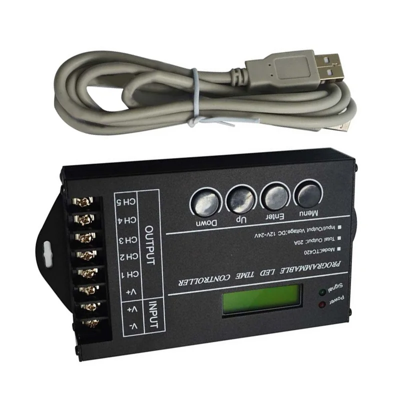 

1 * LED Timer Controller TC420 Time Programmable RGB 1.4" LED Display Controller Timer 5 Channel DC12-24V