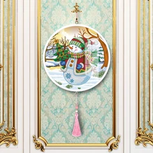 AZQSD круглый Обрамленный бриллиантовый рисунок Рождество подарок DIY особой формы Алмазная мозаика розовый кулон украшение