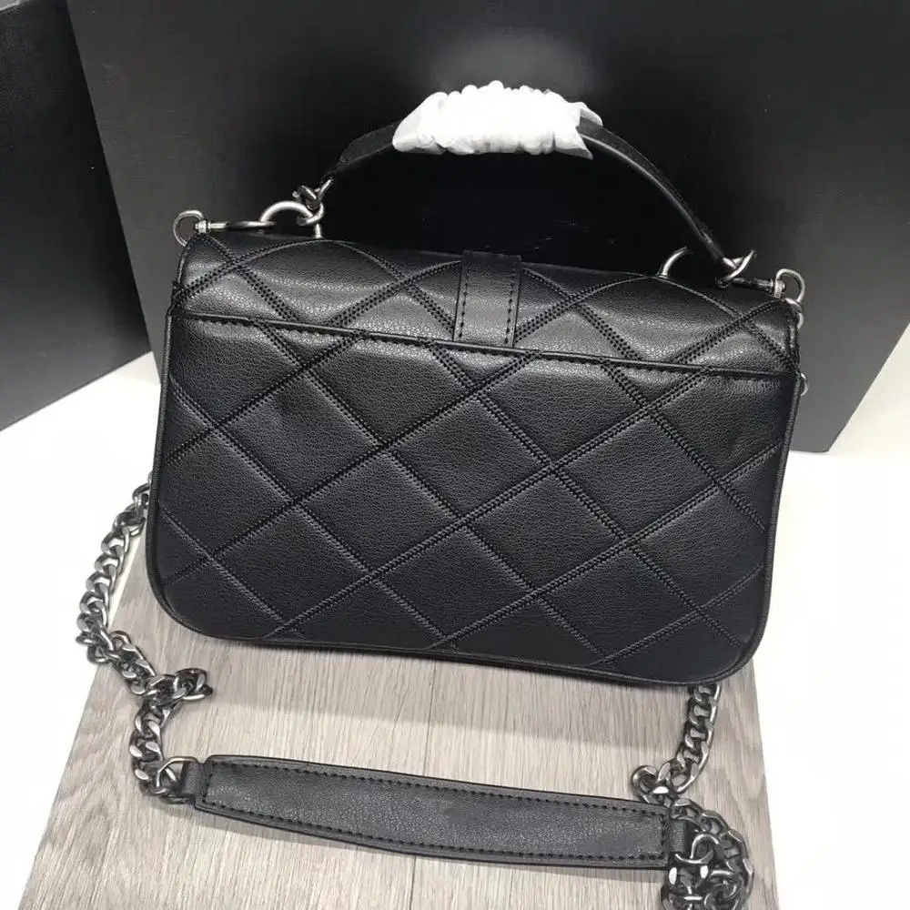 

Fashionable leather embroidered flip bag for ladies, high-grade design, soft leather check hand hand shoulder bag, free shipping