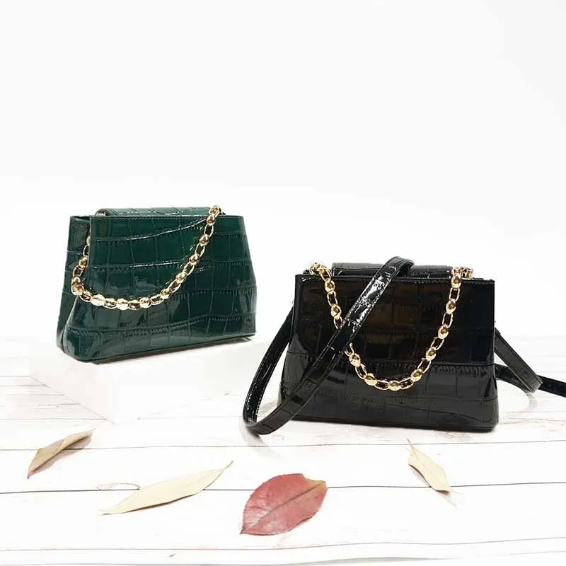 New Stone Pattern Chain PU Female Bag Handbag Europe And America Casual Women's Shoulder Bag Buckle Small Flip Messenger Bag