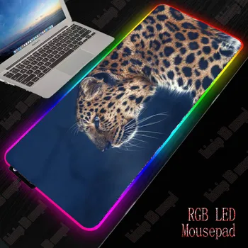

MRGBEST Leopard Animal RGB Large Mouse Pad Gamer Led Computer Mousepad Mouse Mat with Backlight Carpet for Keyboard Desk Mause
