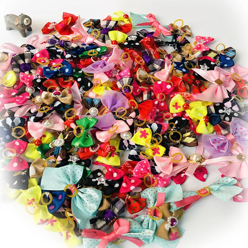 30/50/pcs Dog Hair Bows Puppy Yorkshirk Teddy Rubber Band Small Dogs Hair Accessories  Bows Rubber Bands Dog Bows Pet Supplies new 100pcs dog grooming bows pet dog cat hair bows rubber bands pet supplies hair accessories products for small dogs