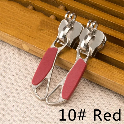 Meetee, 2 пары, 8#10#, разноцветные металлические ползунки для багажа на молнии, для нейлоновой молнии, Замочная скважина, пароль, чемодан на молнии, аксессуар для самостоятельной сборки - Цвет: No10Red