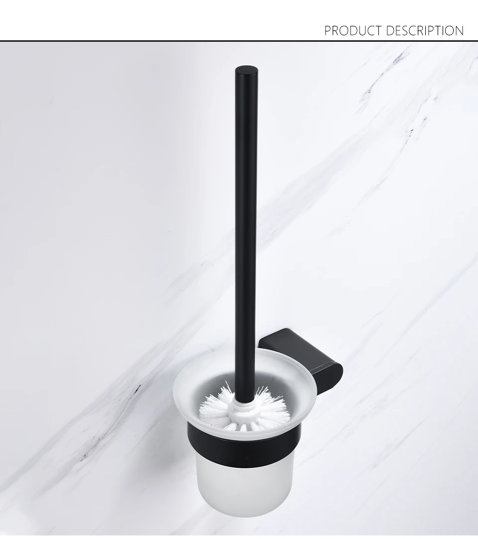 Description Picture 3 of itemNew Toilet Brush Holders Stainless Steel Matt Black Toilet Bowl Brush Clean Ceramic Bathroom WC Accessories