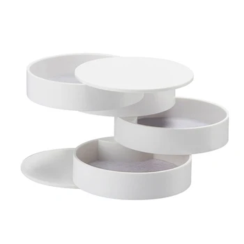 

New Design Fashion Women Jewelry Storage Box 4-Layer Rotatable Jewelry Storage Tray Makeup Storage Box With Lid Gift For Women