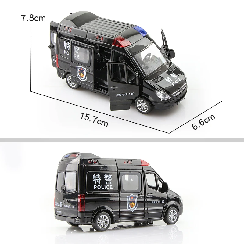 Sprinter MPV Ambulance Police Car Railed/Motor/Cars/Bicycles Double Horses 1:32 Alloy Model Simulation Diecasts & Toy Vehicles images - 6
