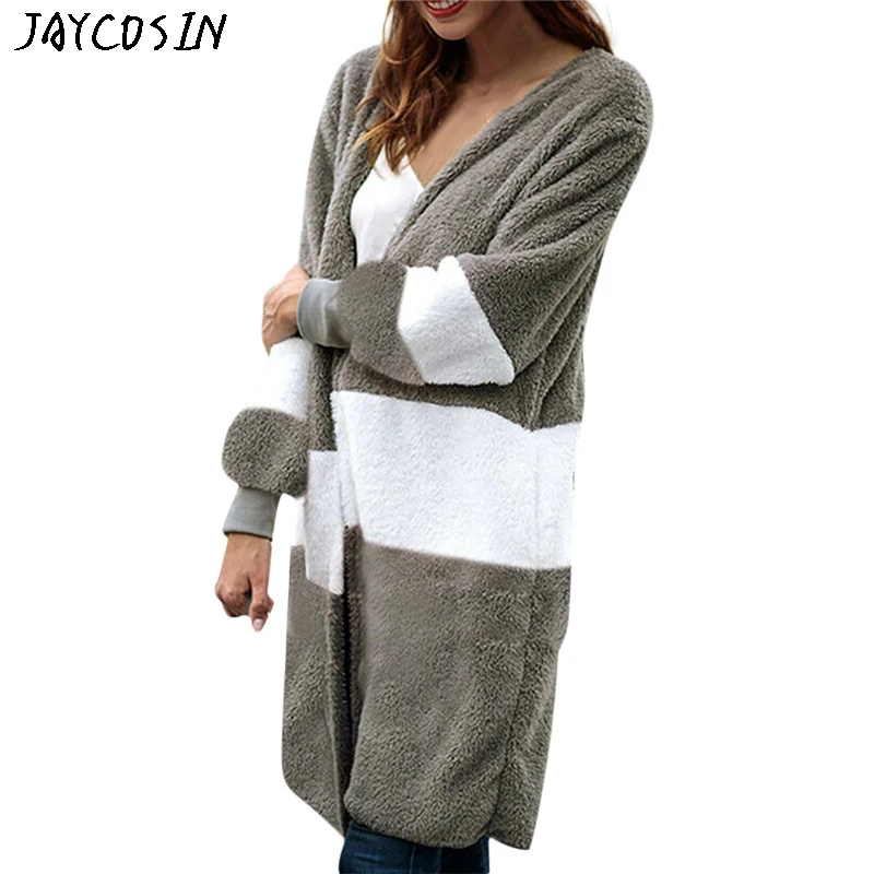 JAYCOSIN 2019 Модный женский свитер с длинным рукавом открытый трикотажный кардиган в