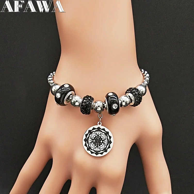 Португалия Мандала чакра 3rd глаз, богиня Шри-Янтра Wiccan языческих воск для женщин Веревка Нержавеющая сталь Becklace ювелирных изделий Индии