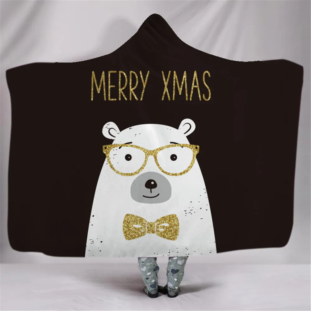 3D Merry Christmas одеяло с капюшоном супер теплый носимый плюшевый плед красочный снеговик подарок накидка с принтом балахон одеяло s - Цвет: 13