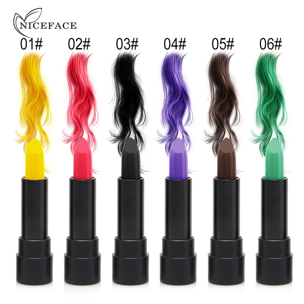

NICEFACE Disposable Hair Dye Pen Temporary Hair Dye Cream Fast and Long Lasting One-off Blue Black Hair Dye Lipstick Shape TSLM2