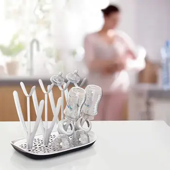 

New 2020 Baby Bottle Drain Storage Rack Plastic Bottle Drying Rack Detachable Drip Pan PP Easy Loading And Unloading White
