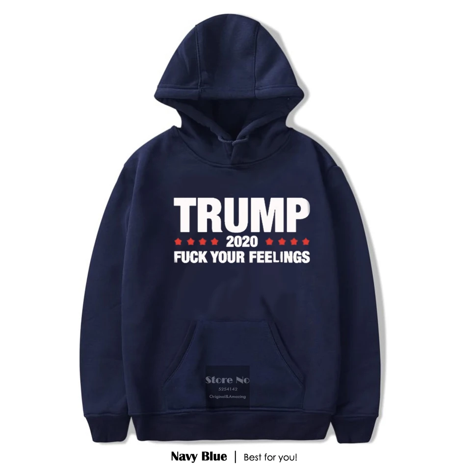 Trump FUNK YOUR FEELINGS Толстовка Забавный джемпер с длинным рукавом и буквенным принтом удобный пуловер Спортивная одежда толстовка в стиле хип-хоп - Цвет: Тёмно-синий