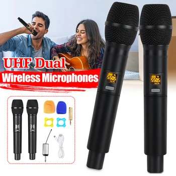 

UW-01 UHF Wireless Microphone System Handheld LED Mic UHF Speaker with Portable Receiver microfone karaoke microphone