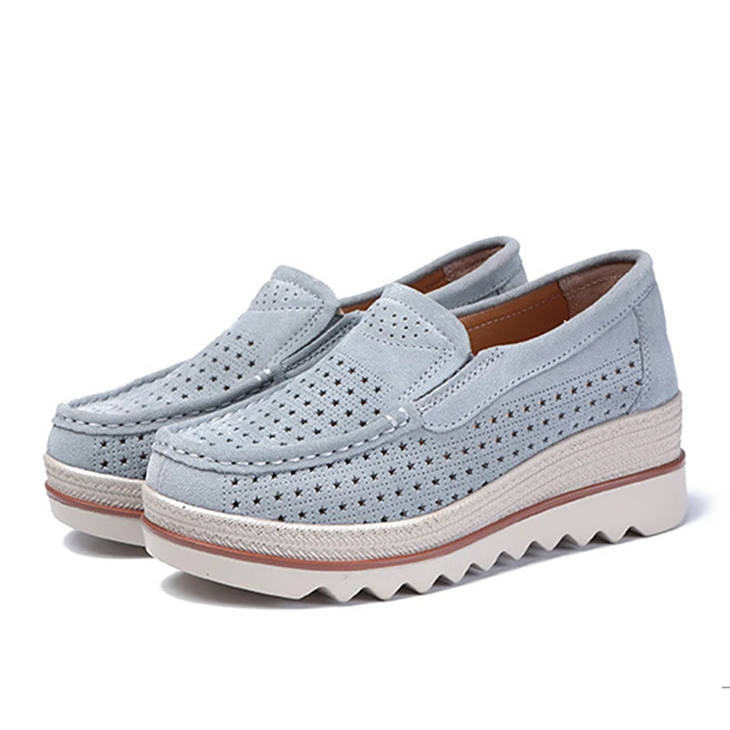 3088-1gray Весенняя женская обувь на плоской подошве; кроссовки на платформе; слипоны на плоской подошве; женские лоферы из замши; мокасины; повседневная женская обувь с толстой мягкой подошвой - Цвет: 3088-1gray