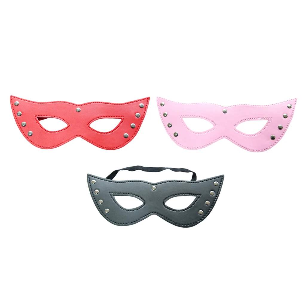 Womens Ladies Fashion and Sexy Lowrie Shaped Eye Mask with Elastic Strap Leather Cosplay Role Play Party Costume 