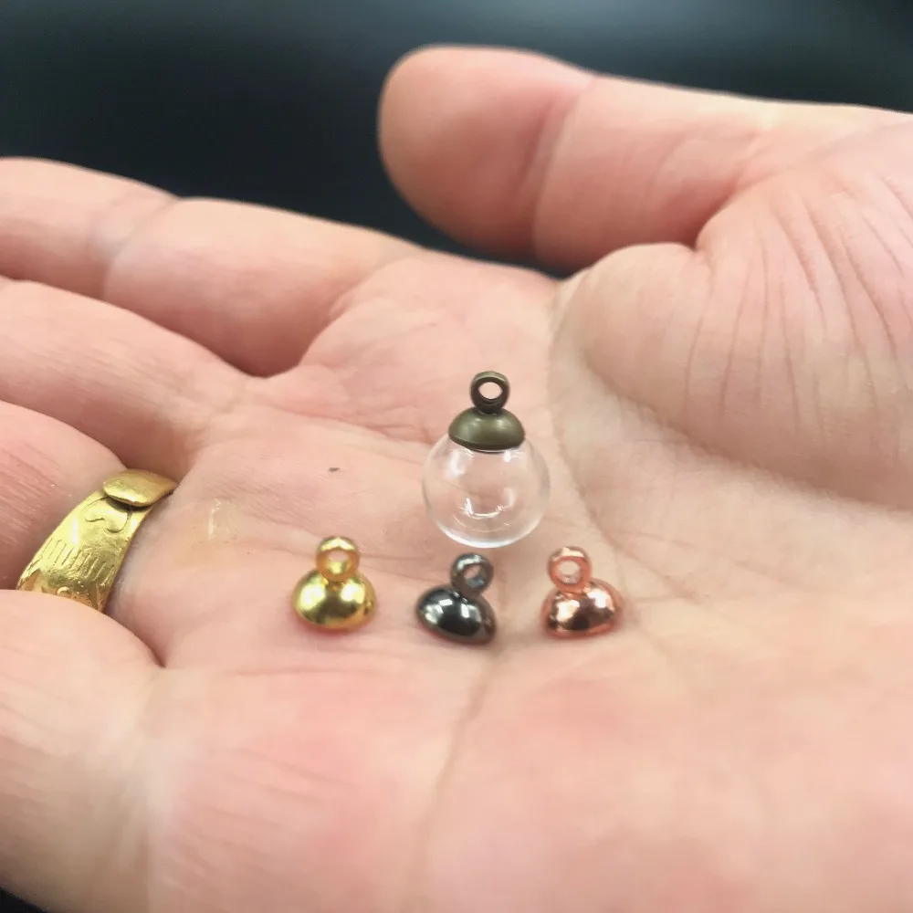 14mm Empty Glass wishing beads globe bubble mix cap set DIY Glass vial pendant necklace jewelry glass bottle dome cover charms 3