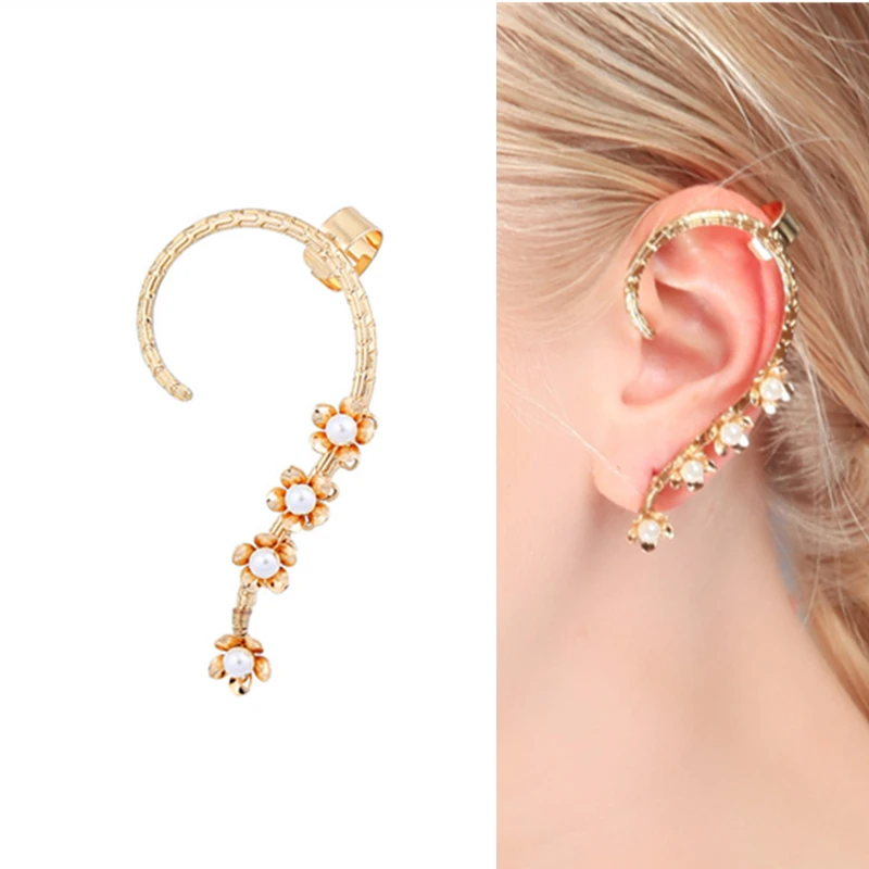 Серьги-гвоздики ручной работы для женщин, новые акриловые жемчужные лепестки цветов, односторонние серьги, модные ювелирные аксессуары для девушек