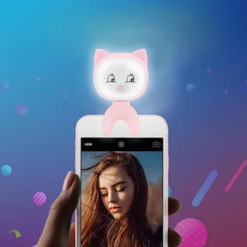 

LED Ring Light without selfie Portable Cell Phone Cartoon Cat Fill-Light Clips Selfie Lamp for Clip Phone Lampe Photography#0601