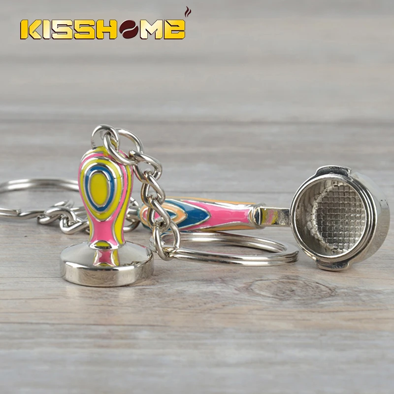 CoupleEspressoAccessoriesCoffeeKeychainTamperKeyringEuropean