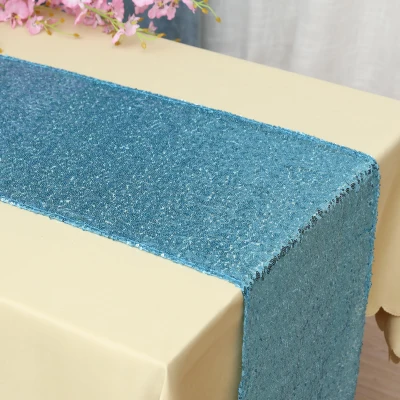 TURQUOISE Блесток настольная дорожка глянцевый золотистый Серебристый цвет роскошный стиль с вышивкой из пайеток настольная дорожка для свадьбы отеля ужин вечерние - Цвет: TURQUOISE
