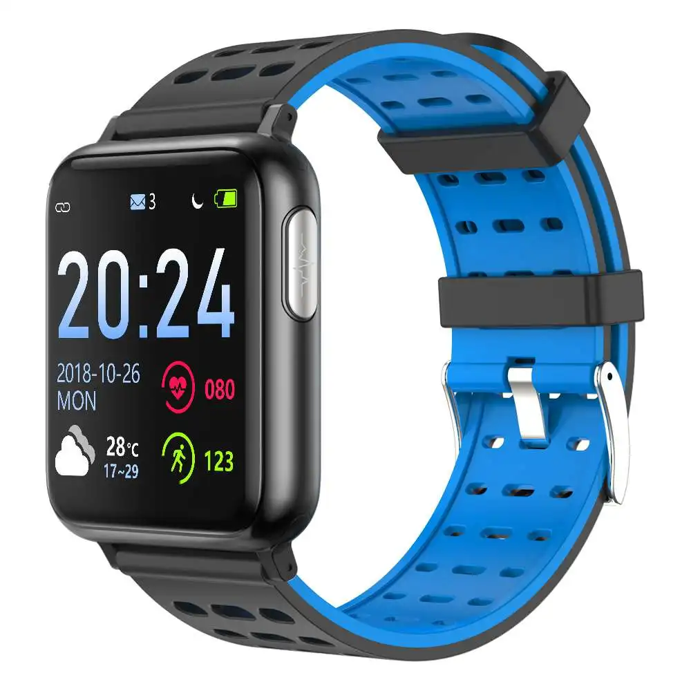 black-blue strap V5 ECG PPG SPO2 Смарт-часы кровяное давление кислородный спортивный браслет монитор сердечного ритма Мужские Женские умные часы для android IOS Xiaomi - Цвет: black-blue strap
