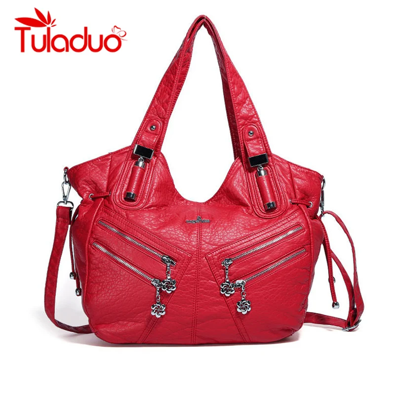 

Luxury Handbags Women Bags Designer Female Soft Leather Shoulder Bag Vintage Ladies Hand Bags Casual Tote Zipper Bag Sac A Main