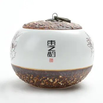 

Puer Tea Box Ceramic Tea Sealed Jar Salt Spices Storage Box Kitchen Accessories Round Candy Container Tank Food Organizer Jar