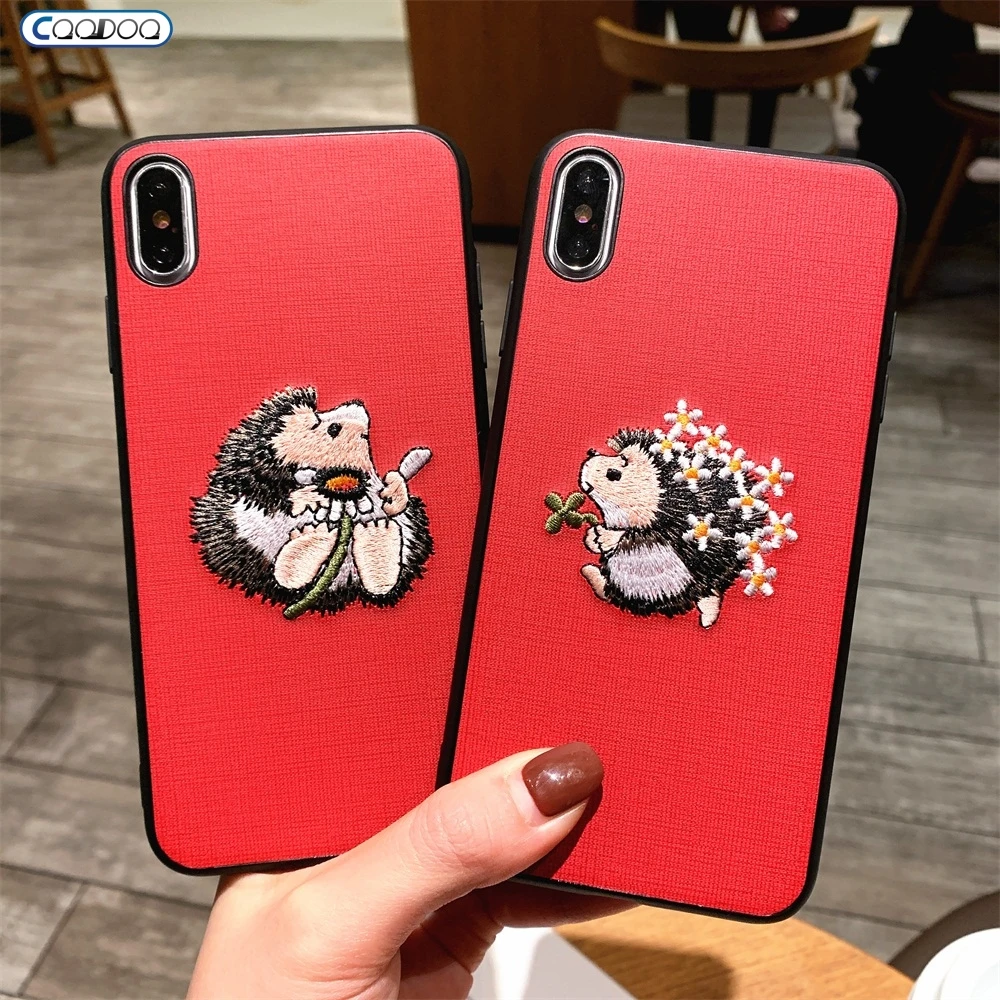 Чехол с вышивкой Cqqdoq для iPhone 11, 11Pro, Max, чехол с текстурой ежика, для iPhone X, XR, XS, MAX, 6, 6 S, 7, 8 Plus, чехол s, Coque