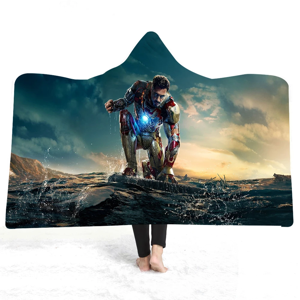 

Avengers Iron Man Microfiber Blanket Thin Quilt Sofa Travel Portable Bedding Hooded Throw Sherpa Fleece Boy Blanket 150x200cm