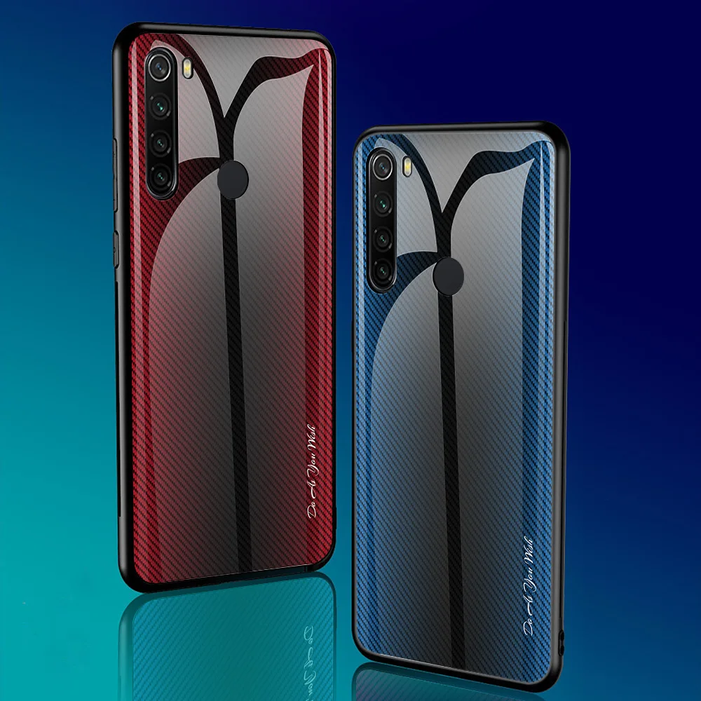 Чехол из закаленного стекла для Xiaomi Redmi Note 8, Ударопрочный Мягкий каркас, жесткая стеклянная задняя крышка для Xiaomi Redmi Note 8 Pro